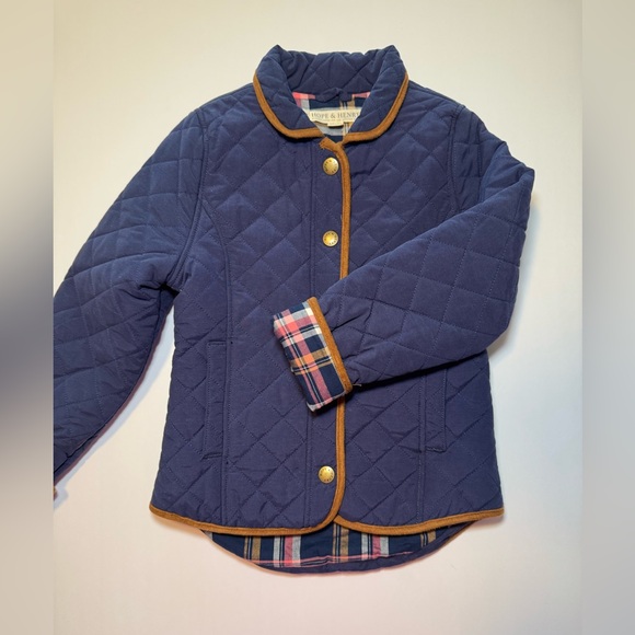 Hope & Henry Girls' Navy Quilted Riding Coat Size 8 - Picture 3 of 8